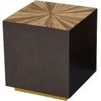 Gablet Square Side Table with Gold Base - Dark Brown, Bamboo