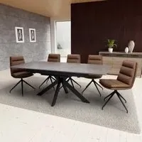 Gabri Extendable Dining Set with 8 Nobo Chairs - Brown, Sintered Stone
