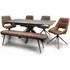 Gabri Extending Dining Table with 4 Aara Chairs and Bench - Grey
