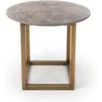 Gabri Round End Table - Grey, Sintered Stone
