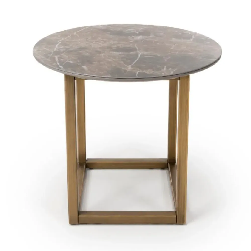 Gabri Round End Table - Grey, Sintered Stone image