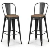 Gael Bar Stools in Pair - Mocha Elm, Black Metal alternate view