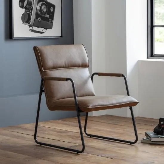 Gael Bedroom Chair - Brown, Faux Leather image