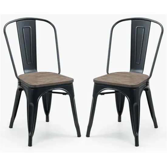 Gael Dining Chairs with Metal Frame, Set of 2 - Mocha Elm, Steel product