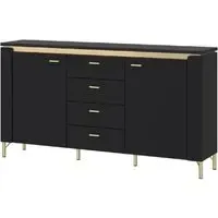Gaffney LED Sideboard with 4 Drawers - Black, Gold
