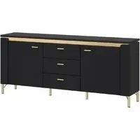 Gaffney LED TV Stand with 3 Drawers - Black, Gold