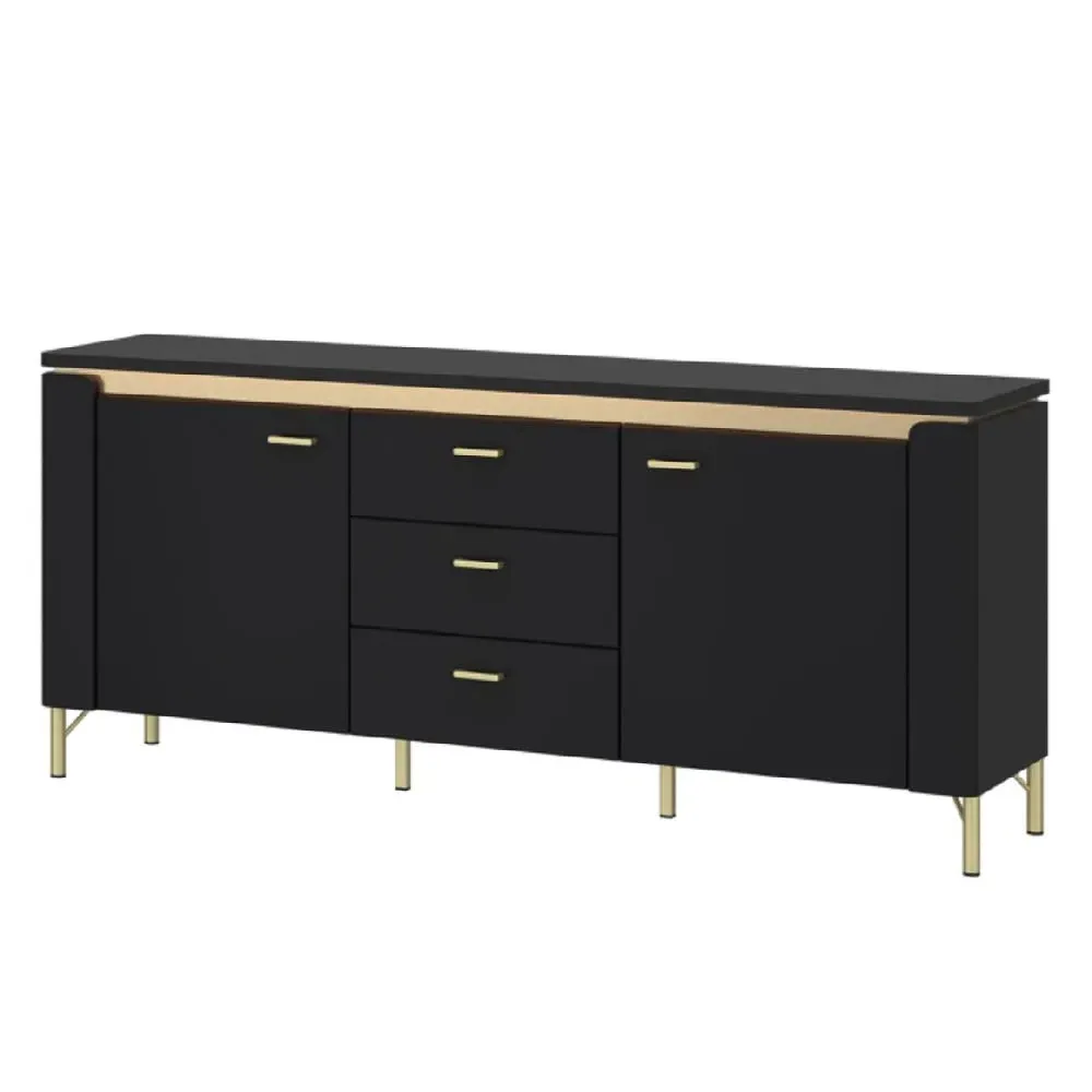 Gaffney LED TV Stand with 3 Drawers - Black, Gold