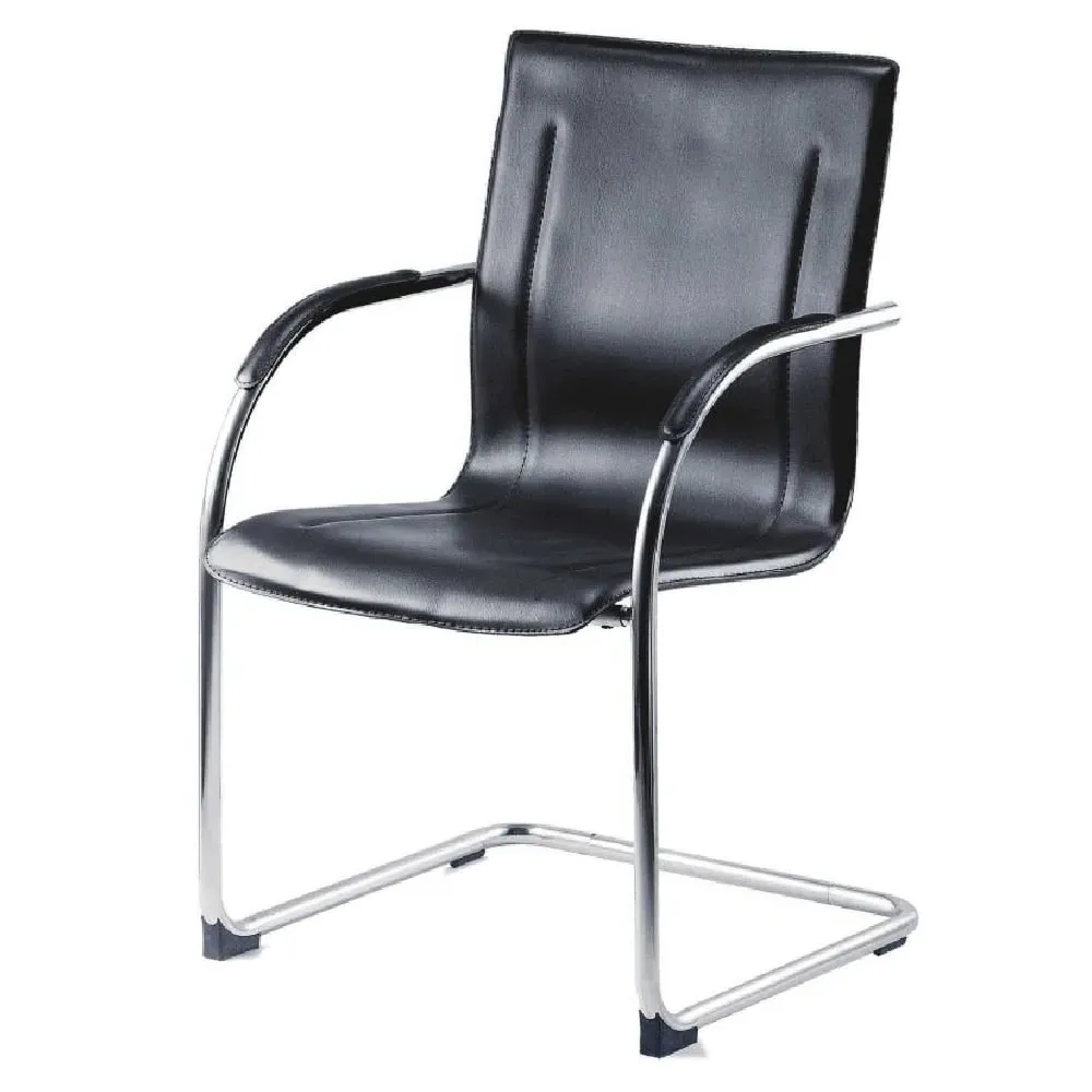 Gaffney Office Chair with Chrome Legs - Black, Leather