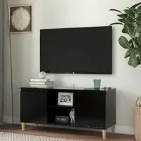 Gafna TV Stand with Storage - Black, Engineered Wood