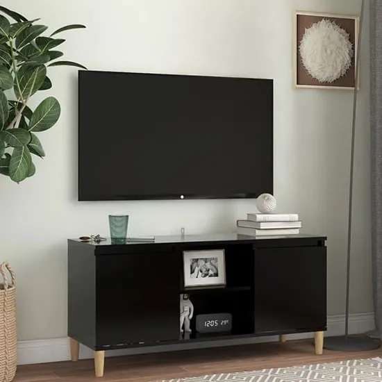 Gafna TV Stand with Storage - Black, Engineered Wood
