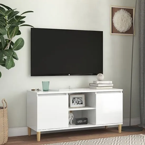 Gafna TV Stand with Storage - White High Gloss, Engineered Wood