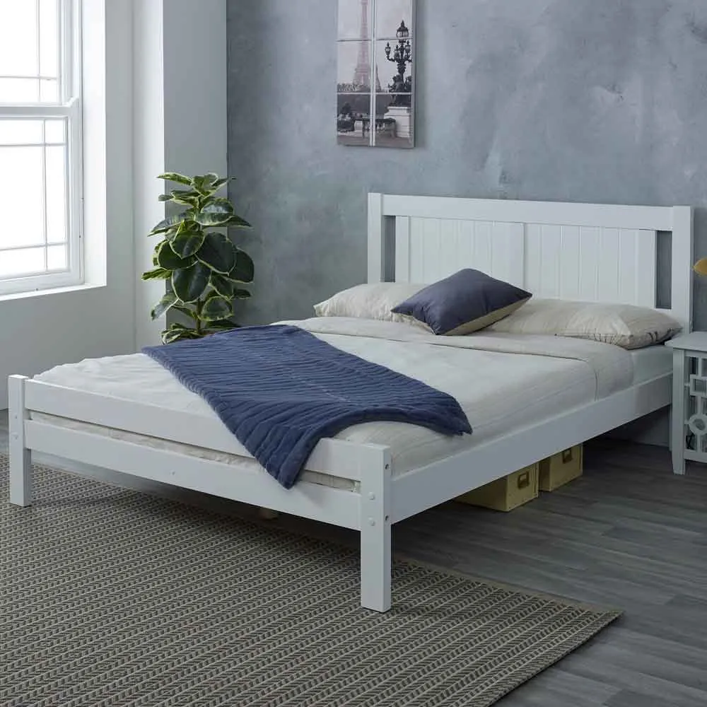 Gail King Size Bed Frame - White, Wood product