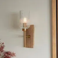 Gainesville Ribbed Glass Wall Light - Vintage Brass