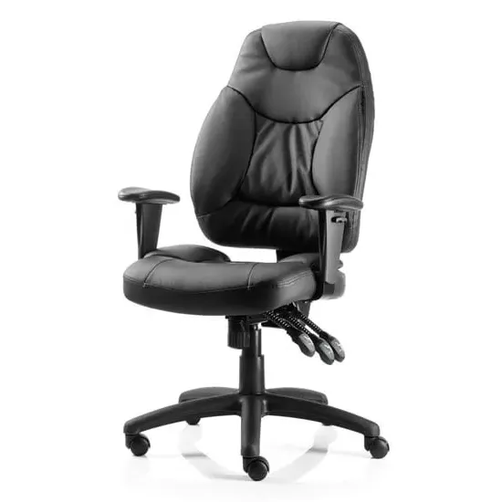 Galaxy Office Chair with Arms - Black, Leather