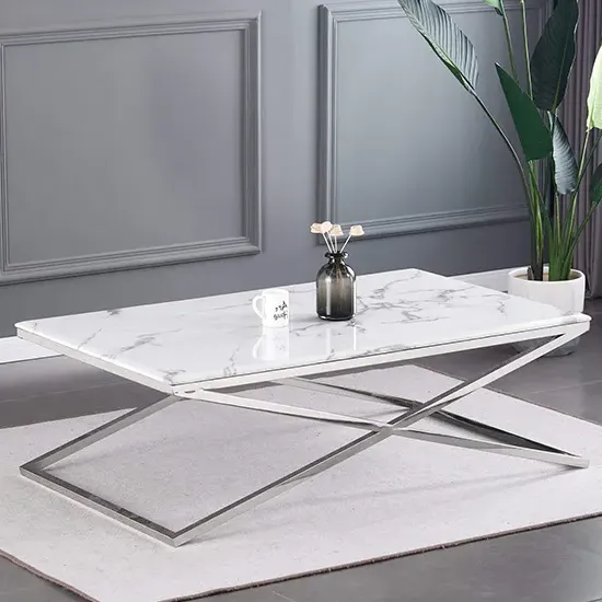 Galea Coffee Table - White Marble Effect, Steel product