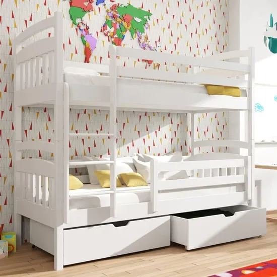 Galena Bunk Bed with Storage - White, Pine