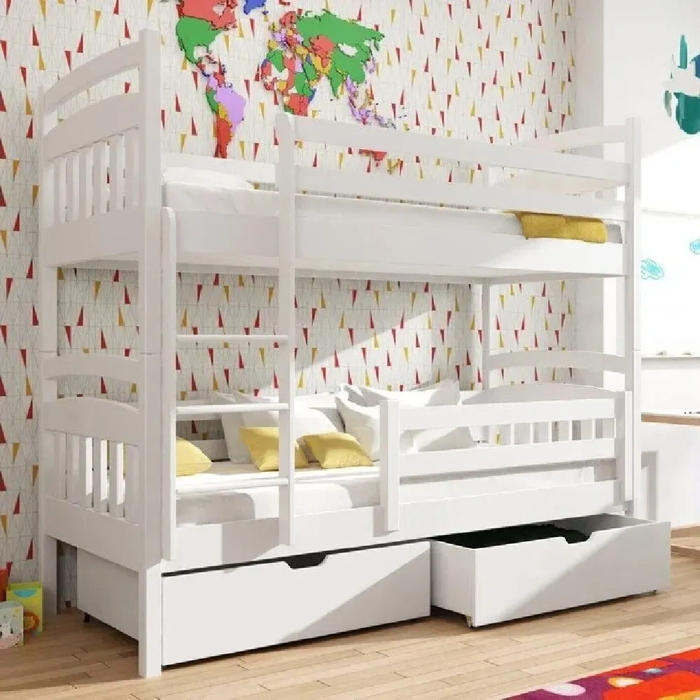 Galena Bunk Bed with Storage - White, Pine