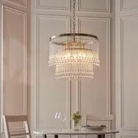 Galesburg 5 Light Glass Pendant Ceiling Light - Antique Brass