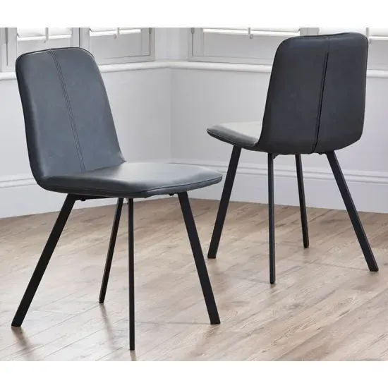 Galileo Dining Chairs (Pair) - Antique Black, Faux Leather product
