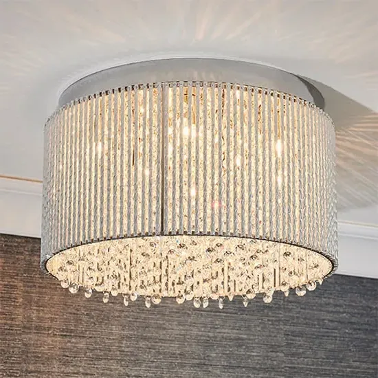 Galina 10 Lights Flush Ceiling Light - Polished Chrome image