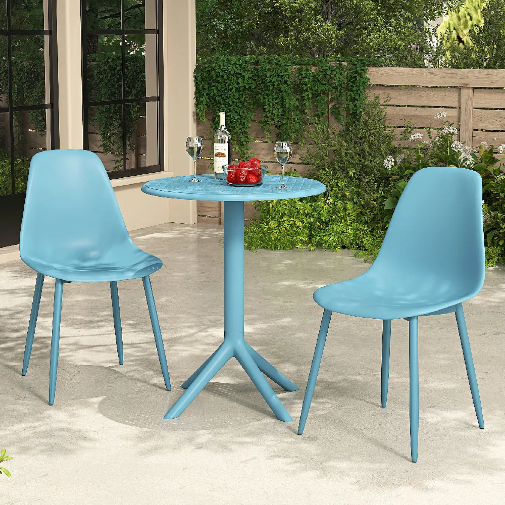 Gallipolis Bistro Dining Table with 2 Chairs - Blue, Plastic image