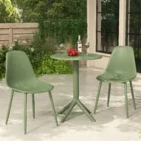Gallipolis Bistro Dining Table with 2 Chairs - Green, Plastic