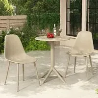 Gallipolis Bistro Dining Table with 2 Chairs - Sand, Plastic