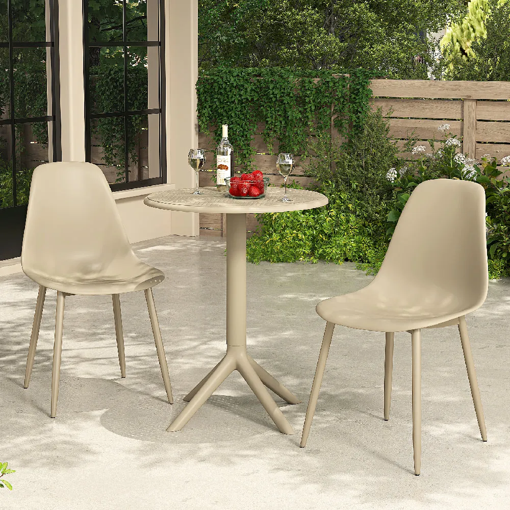 Gallipolis Bistro Dining Table with 2 Chairs - Sand, Plastic