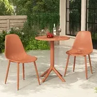 Gallipolis Bistro Dining Table with 2 Chairs - Terracotta, Plastic