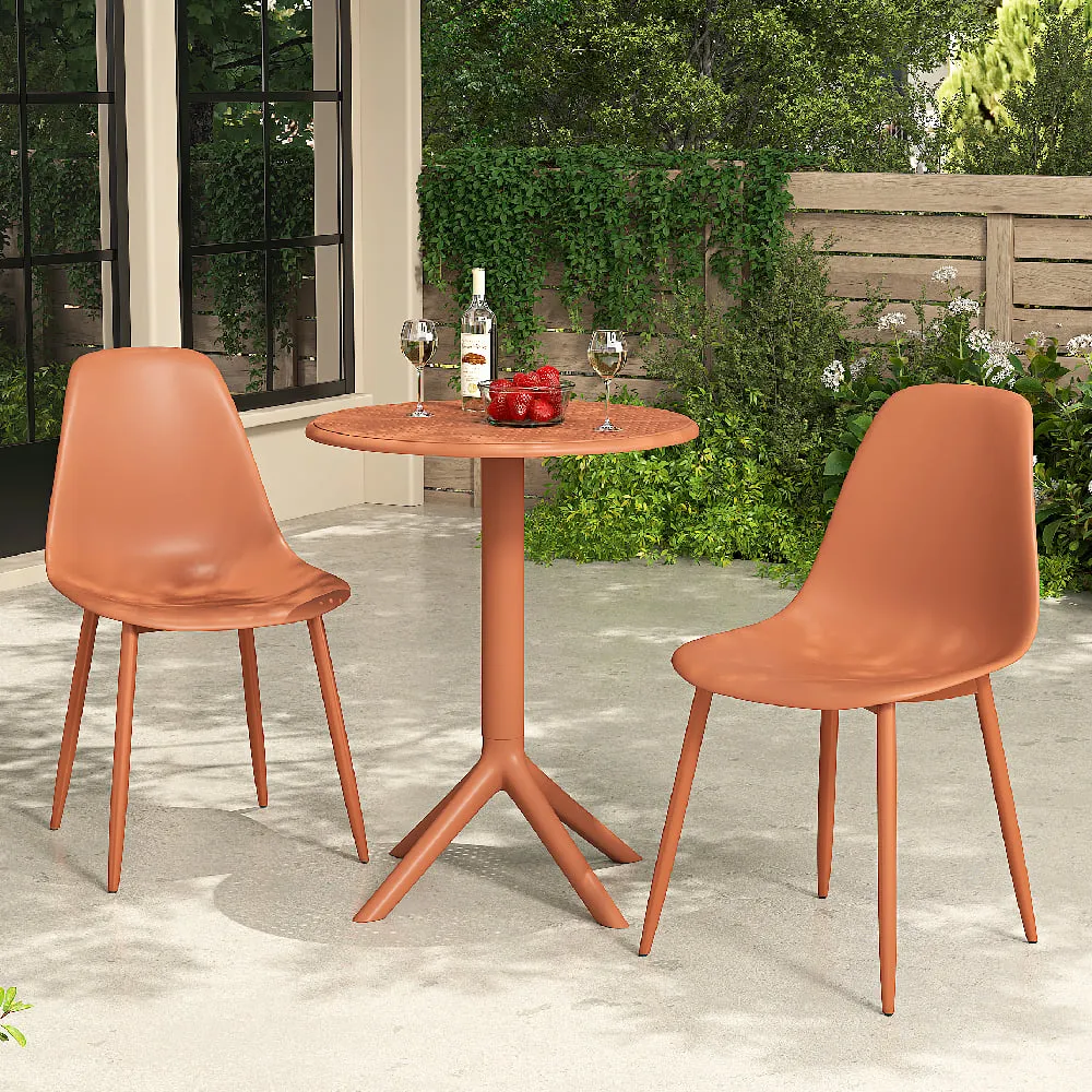 Gallipolis Bistro Dining Table with 2 Chairs - Terracotta, Plastic