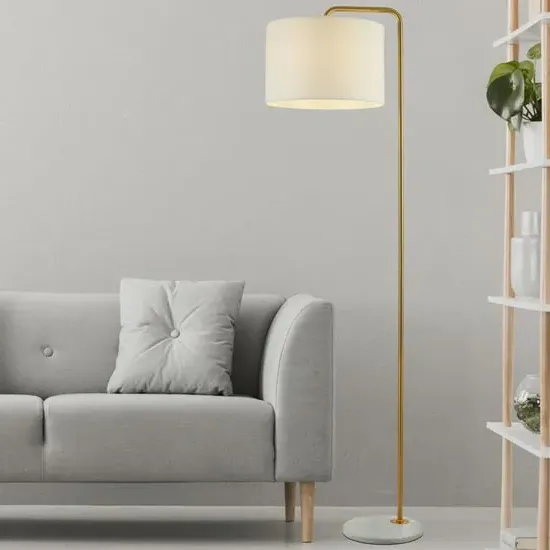 Gallow Floor Lamp with Marble Base - White, Gold