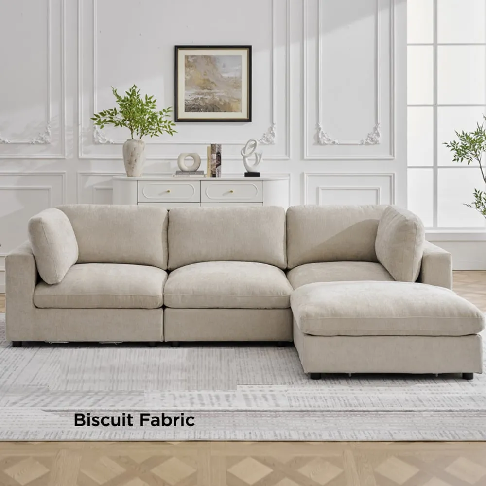 Galnor 3-Seater Sofa Suite with Footstool - Biscuit, Fabric product