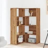 Galva Corner Bookcase with 8 Shelves - Oak, Engineered Wood