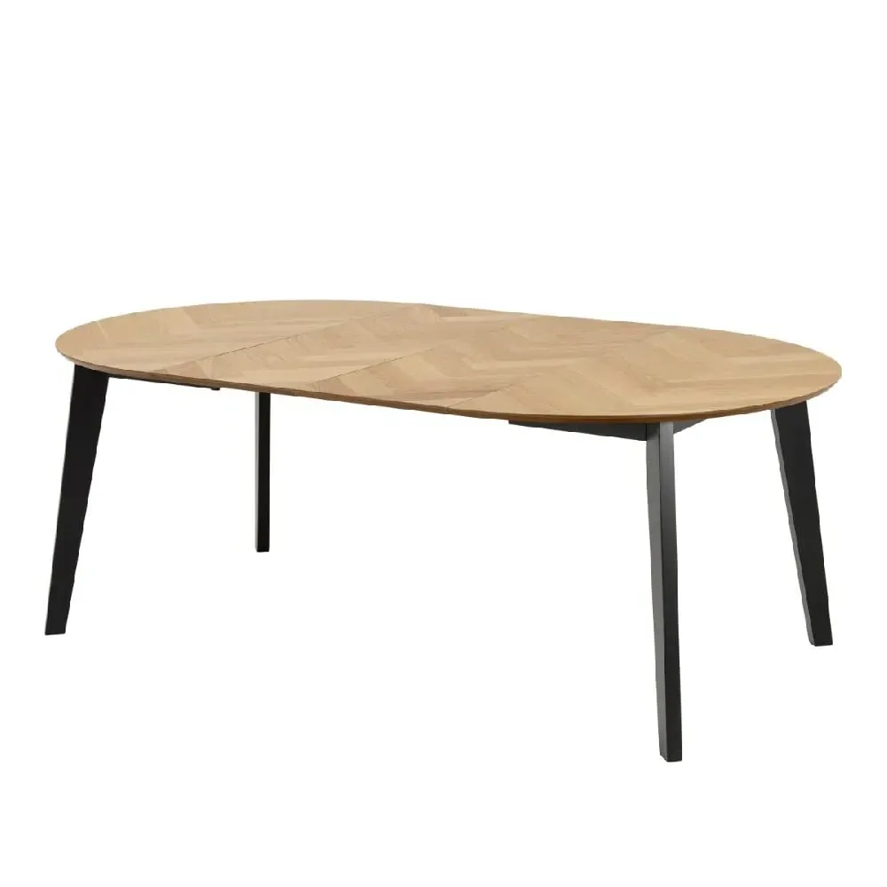 Galva Round Extending Dining Table - Oak, Black image