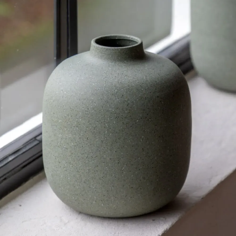 Galva Small Spun Aluminium Vase - Olive