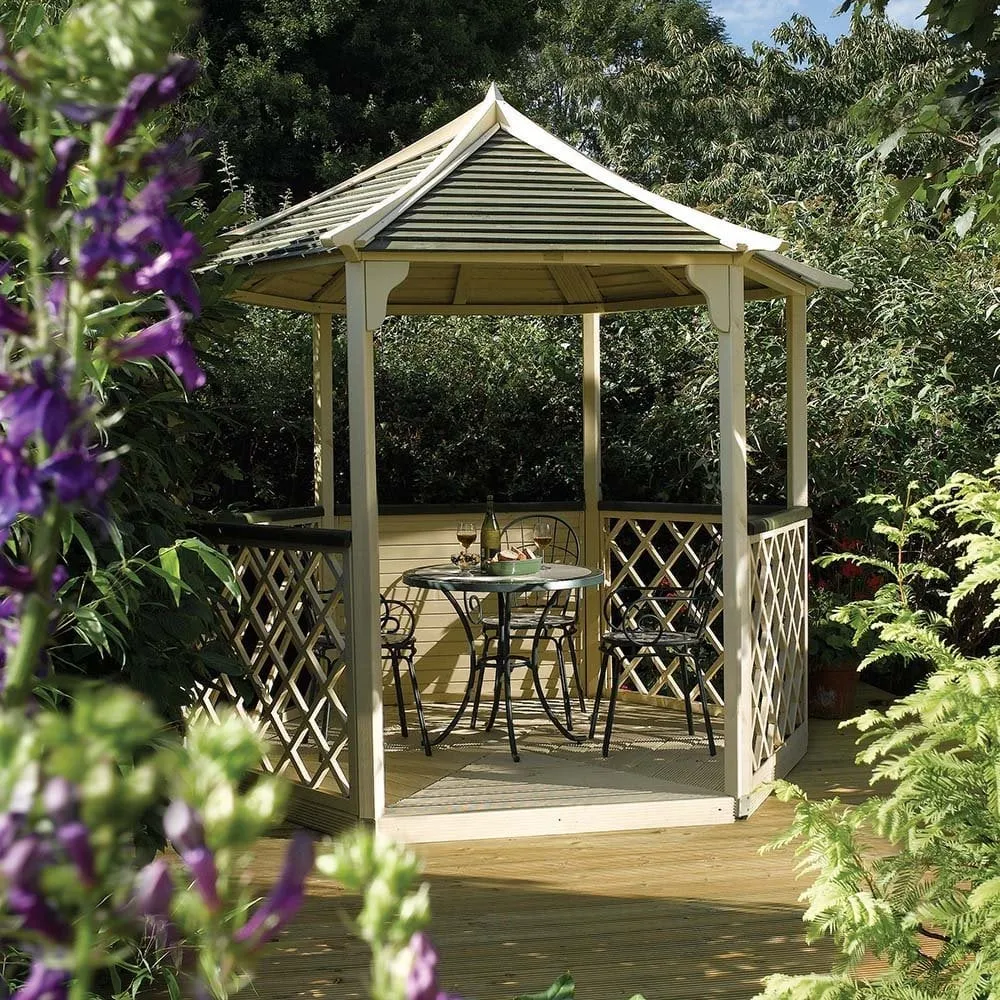 Galveston Six-Sided Wooden Garden Gazebo - Natural product