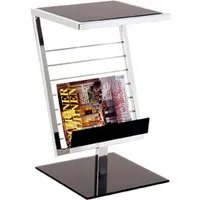 Ganado Glass Side Table with Storage - Black, Chrome