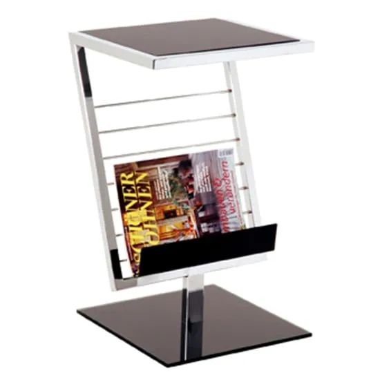 Ganado Glass Side Table with Storage - Black, Chrome image