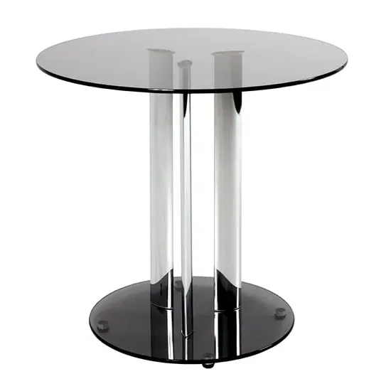 Ganado Round Glass Side Table - Grey, Chrome