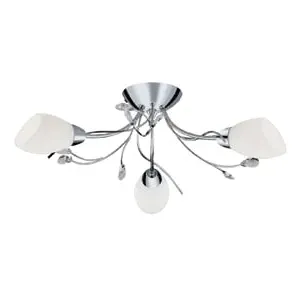 Gardenia 3-Light Semi-Flush with Crystal Detail - Chrome, Glass image