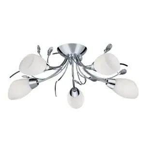 Gardenia 5-Light Semi-Flush with Crystal Detail - Chrome, Glass
