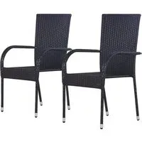 Garima Outdoor Dining Chairs Set of 2 - Black, Poly Rattan