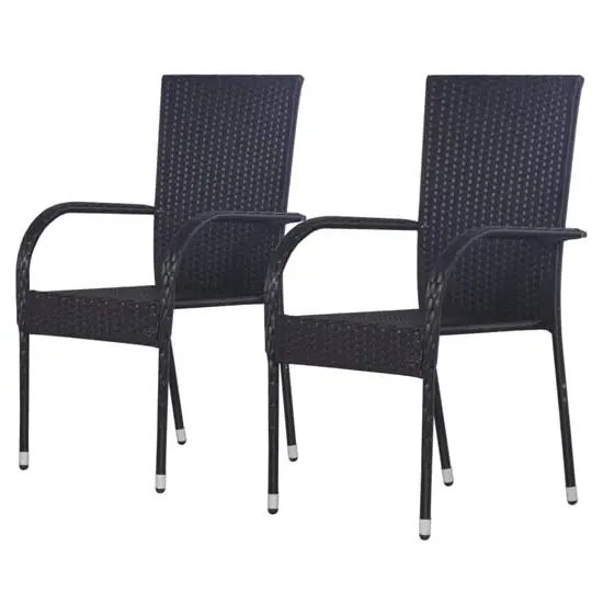 Garima Outdoor Dining Chairs Set of 2 - Black, Poly Rattan image