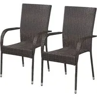 Garima Outdoor Dining Chairs Set of 2 - Brown, Poly Rattan