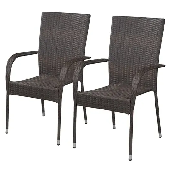 Garima Outdoor Dining Chairs Set of 2 - Brown, Poly Rattan