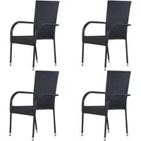 Garima Outdoor Dining Chairs Set of 4 - Black, Poly Rattan
