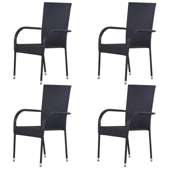 Garima Outdoor Dining Chairs Set of 4 - Black, Poly Rattan