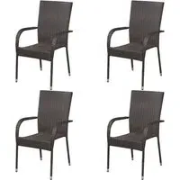 Garima Outdoor Dining Chairs Set of 4 - Brown, Poly Rattan