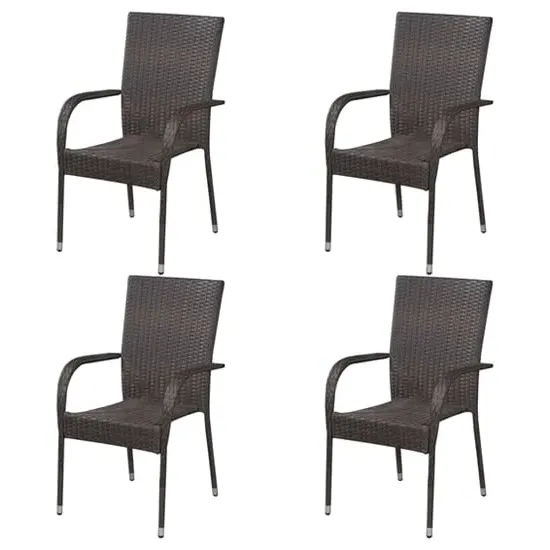 Garima Outdoor Dining Chairs Set of 4 - Brown, Poly Rattan