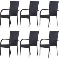 Garima Outdoor Dining Chairs Set of 6 - Black, Poly Rattan